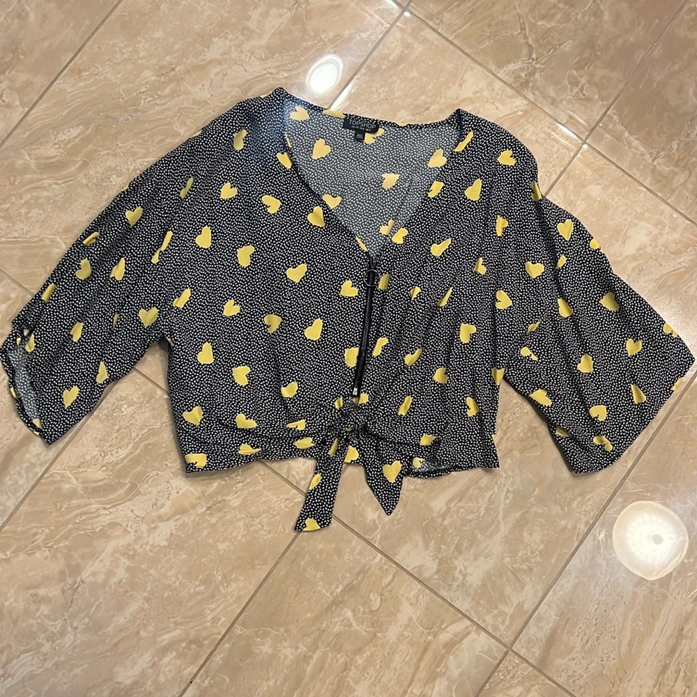 Topshop cropped printed blouse size US 8